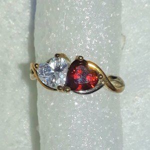 Brand New Beautiful Forever Love Two Hearts CZ Ring - Size 7